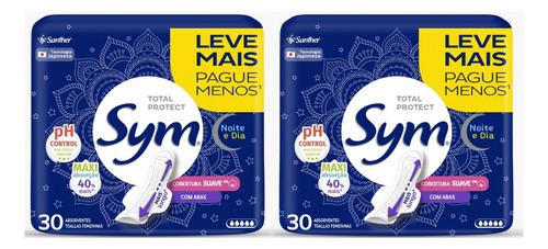 Absorvente Sym Noturno Suave Com Abas - 60 Unidades