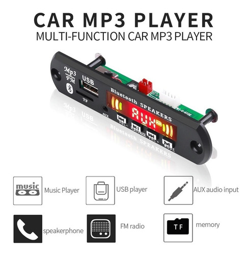 Placa Mp3 Usb Fm Leitor Aux E Bluetooth C/ Gravação Kit C/4