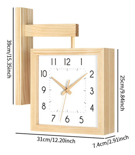 Reloj De Pared De Doble Cara Diseño Color De Madera Y