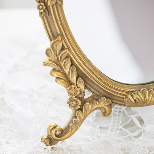 Espejo De Pared De Oro Antiguo Oval Decorativo, Decoración