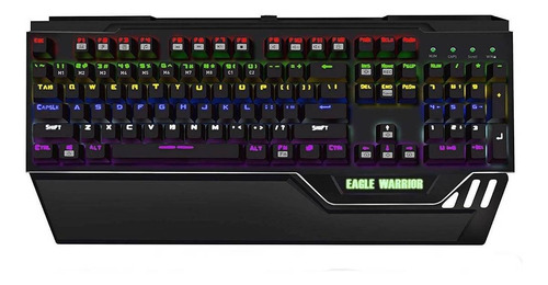 Teclado gamer Eagle Warrior Revolution QWERTY Outemu Blue inglés color negro con luz rainbow