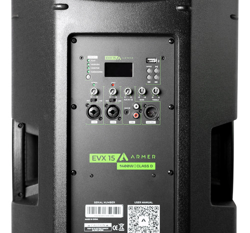 Kit Caixa Ativa Armer Evx15 1400w Usb Bluetooth Com Capa