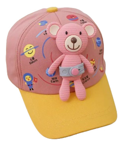 Gorra Cachucha Con Oso Desmontable Y Diseño Infantil