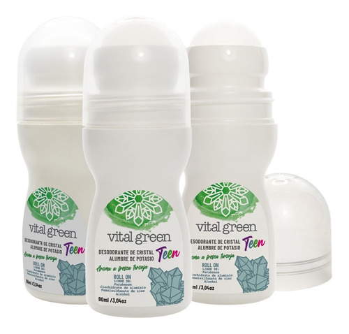 Vital Green Desodorante Natural Roll On Niños 90 Ml (3u)