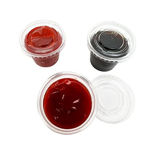 Vaso Desechable De Plástico De 1 Onza Salsas Tapas, Mi...