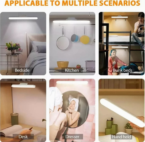 Luz Led Imán Luz Cálida Y Fría Adhesiva Recargable Regulable Blanco