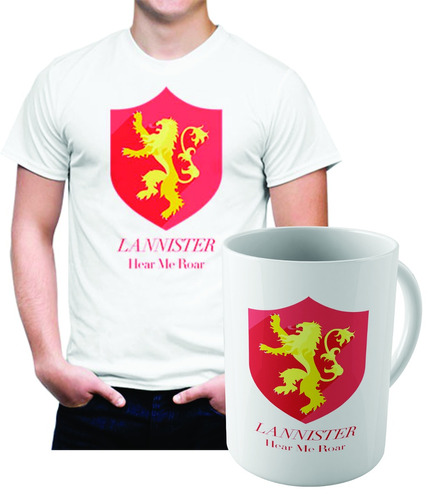 Kit Camiseta E Caneca Game Of Thrones Lannister Hear Me Roar