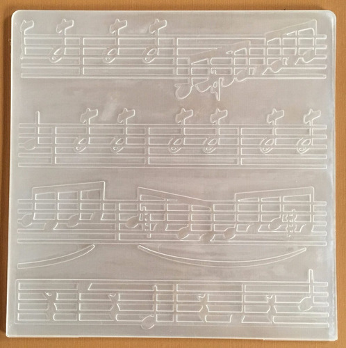 Placa De Textura Alto Relevo Embossing Folder Notas Musicais