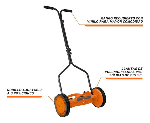 Cortadora de pasto manual Truper POMA-14 color naranja claro