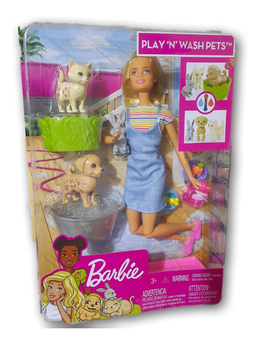 Barbie Muñeca Baño De Mascotas Con Accesorios