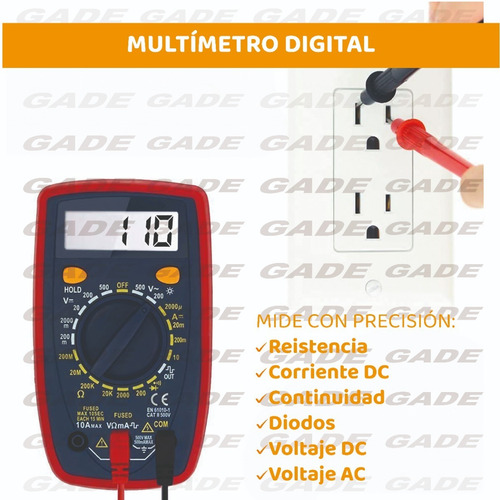 Imagen 3 de 10 de Multímetro Pro Tester Digital Con Buzzer Tension Dt33d