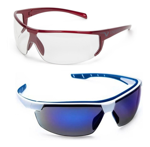 Óculos De Sol Esportivo Feminino Masculino Uv400 + Noturno Cor Transparente e Espelhado Cor da armação Vermelho/Azul Cor da lente Transparente e Espelhado