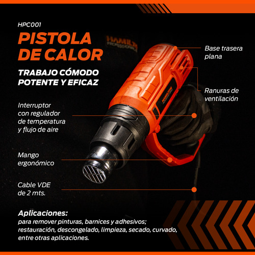 Pistola De Calor Hamilton 2000w 350°/600° + Kit Accesorios