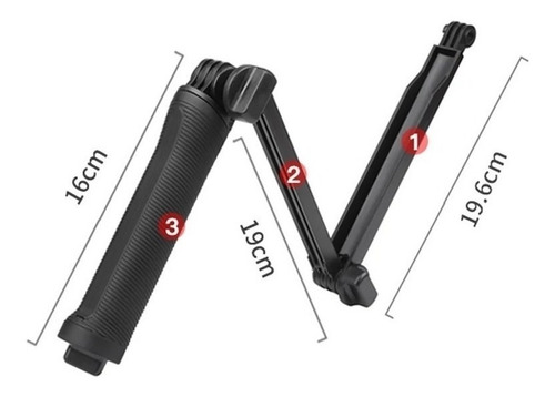 Imagen 6 de 7 de Monopod 3-way Tripode Selfiestick Para Gopro Hero 9/8/7/6/5