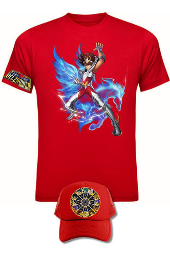 Camiseta Pegaso Seiya Serie Red Obsequio Gorra 