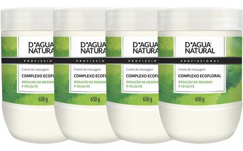 4 Creme Massagem Anticelulite Ecofloral 650g D'agua Natural