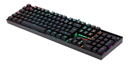 Teclado gamer Redragon Mitra K551 QWERTY OUTEMU Blue português brasil de cor preto com luz RGB