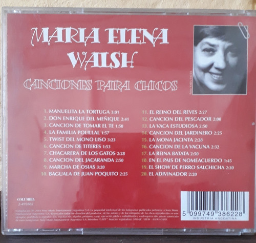 María Elena Walsh Canciones Para Chicos Cd Muy Buen Estado (Usado)