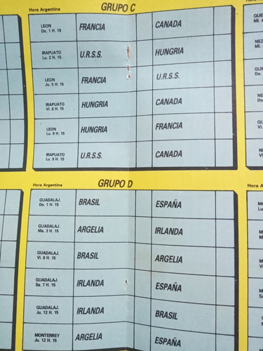 Suplemento Tv Guía Fixture Mundial México 86 Sin Escribir. (Usado)