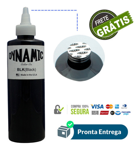 Imagem 1 de 2 de Tinta Dynamic Black 240ml Tattoo Tatuagem 100% Original