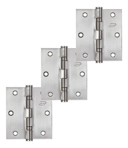 Dobradiça 3.x 2 Aço Cromado 25kg Kit Com 3 Peças