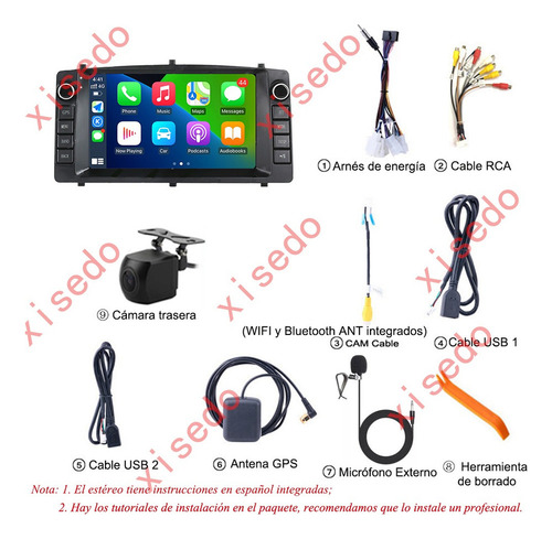 Estéreo Toyota Corolla 2003-2008 Wifi Cámara Carplay 2+32g