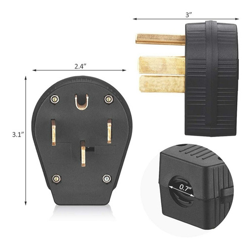 Imagen 2 de 5 de Toma Plug Nema 14-50p Power Plug 50a 120/240v Enchufe Macho