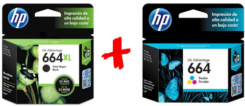 Juego X2 Cartuchos Hp Original 664xl N + 664c 2135 3635 4675