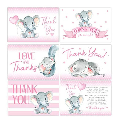 Tarjetas De Agradecimiento Para Bebé Con Diseño De Elefante