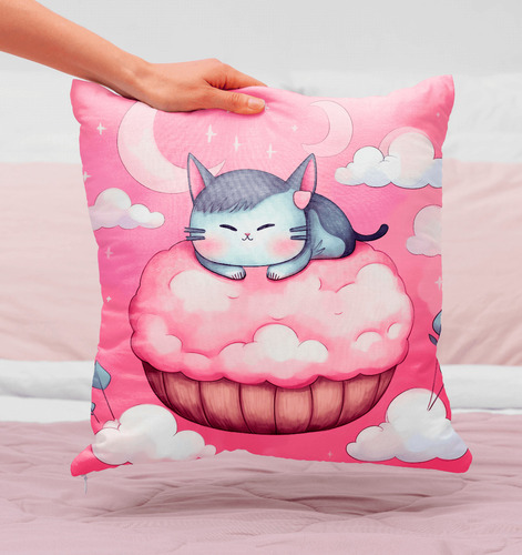 Souvenir Cumplea 5 Almohadas 25x25 Cm Gato Gatitos Acuarela