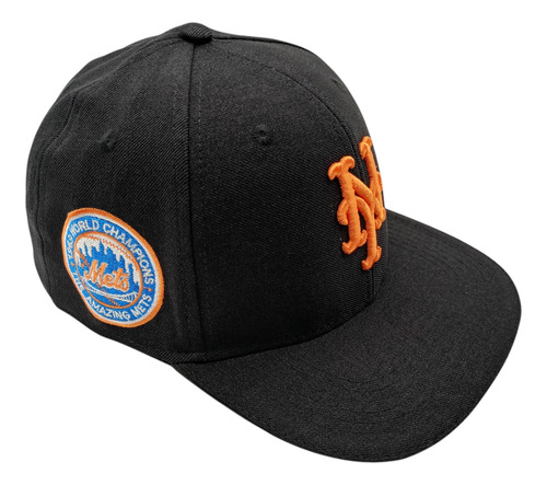 Gorra Estilo Mlb Cerrada Stretch Fitted Equipos Premium Moda Ny Mets Black Anatómico 56 Cm