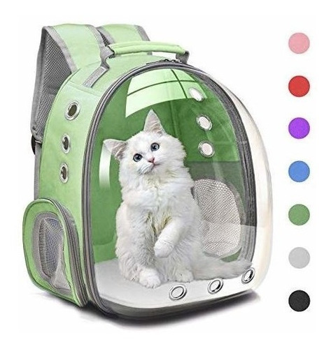 Mochila Capsula Para Traslado De Mascota Transparente/verde