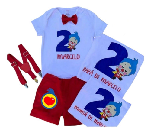 Conjunto Personalizado Plim Plim C Playeras De Papas Fiesta Rojo Y Blanco 12