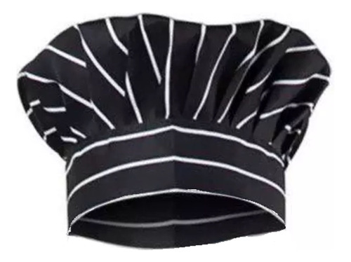 Gorro Cocina Cocinero De Chef Tipo Hongo Negro Con Rayas