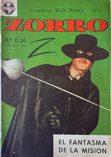 Revista Cómic Aventuras  Walt Disney El Zorro N°3 1964(aa888