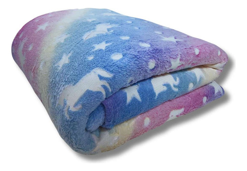 Cobertor Infantil Brilha No Escuro 1,80x2,00 Cor Unicórnio Colorido