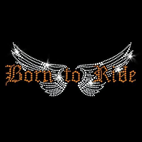 Born To Ride Hierro Rhinestone Crystal Playera Transferencia