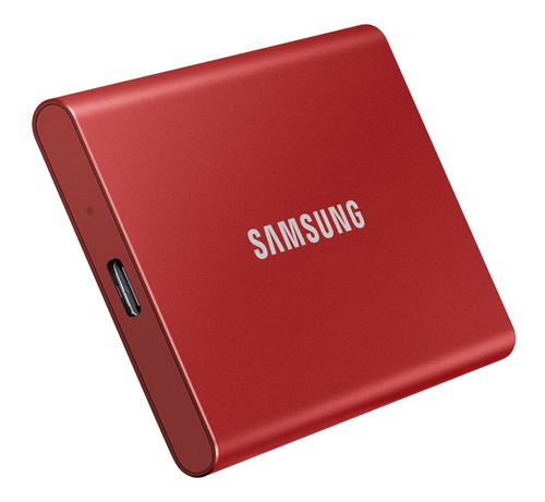 Imagen 3 de 4 de Disco sólido externo Samsung Portable SSD T7 MU-PC1T0 1TB rojo