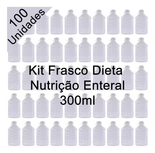Frasco Dieta Nutrição Enteral 300 Ml Com Alça 100 Unidades