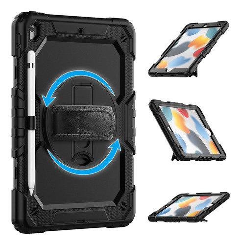 Funda Para iPad 9 8 7 Gen. 10.2 Con Mica Y Correa Uso Rudo