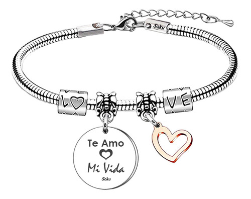 Soku Pulsera Acero Inoxidable Regalo Pareja Mama Novia Cora