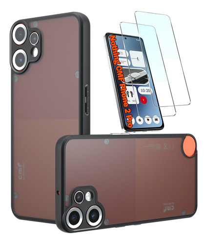 Funda Transparente Para Nothing Cmf Phone 2 Pro / 1 + 2 Mica Negro Nothing Cmf Phone 2 Pro