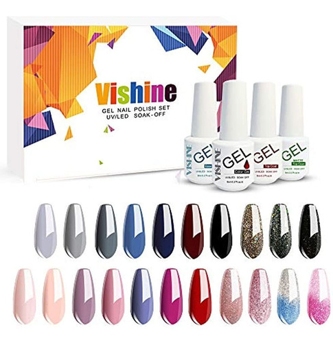 Vishine 24 Colores Soak Off Gel Nail Polish Set Con Colores