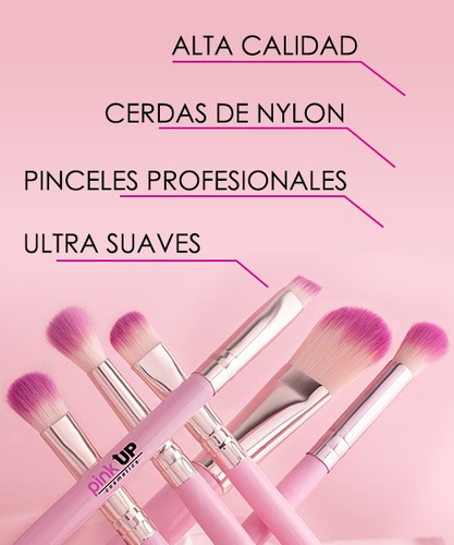 Pink Up brocha especial para aplicación de productos en polvo aplicación precisa en punta de nariz mandíbula pómulo cerdas suaves color rosa claro