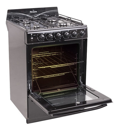 Imagen 1 de 2 de Cocina Florencia Recta 5537F gas natural 4 hornallas negra 220V puerta con visor 65L