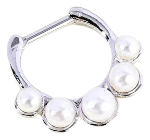 Piercing Septum Con Perlas De Acero Quirurgico 16g De 10mm Color Blanco