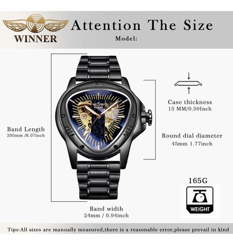 Winner Reloj De Pulsera Mecánico De Moda Con Esfera De Al De