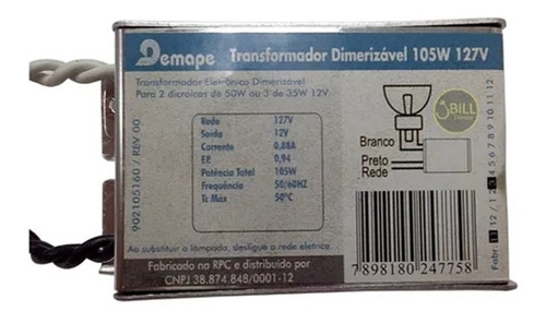 Transformador Reator Dicroica 2 X 50w 12v 127v ( 100w )
