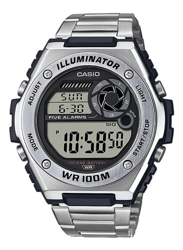 Reloj Casio Mwd-100hd Acero Hombre 5 Alarmas 100% Original 