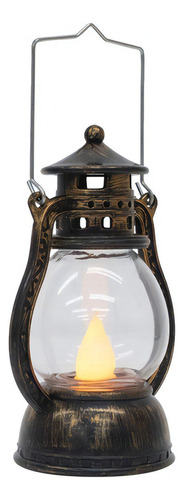 Lámpara de vela decorativa antigua con batería LED artificial, marco de 12 cm, color bronce